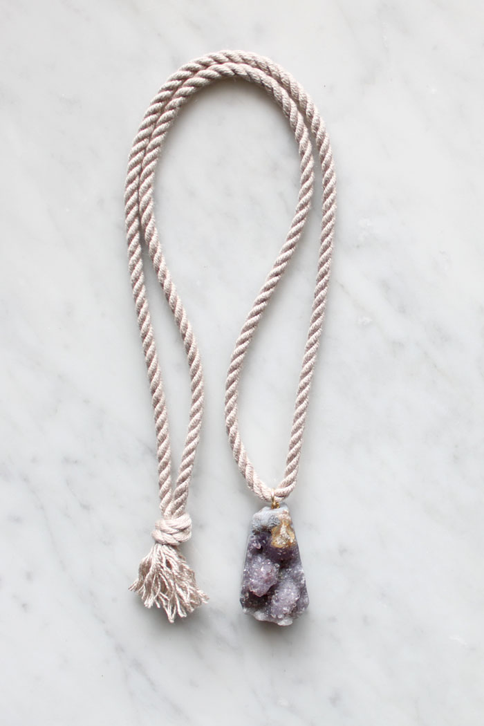 Rope and amethyst necklace by The Vamoose