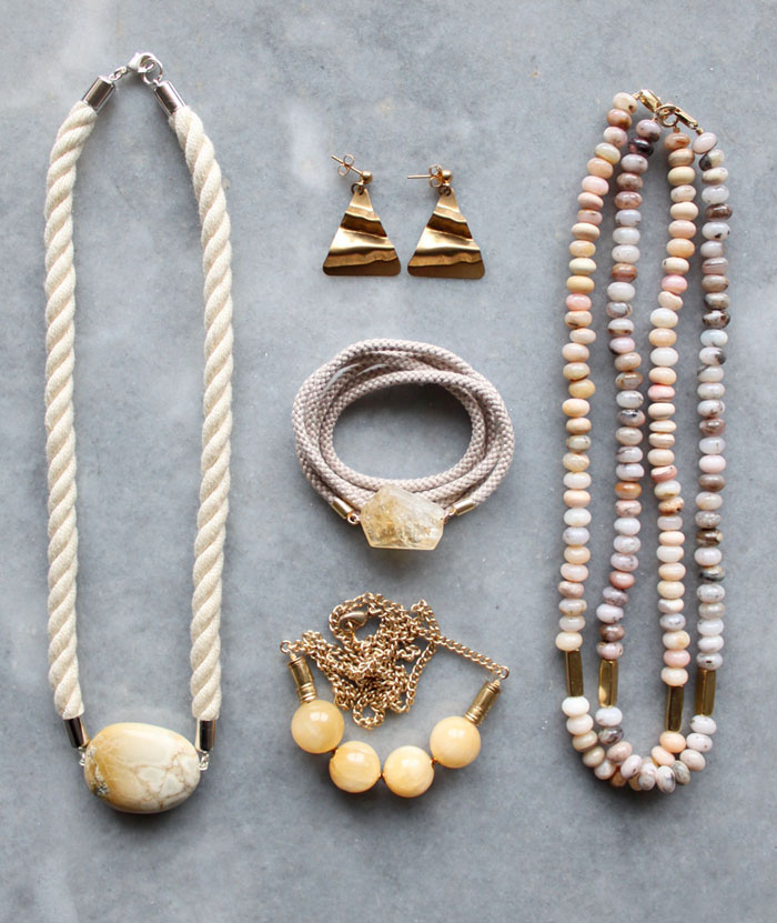 Rope gemstone and brass jewellery by The Vamoose
