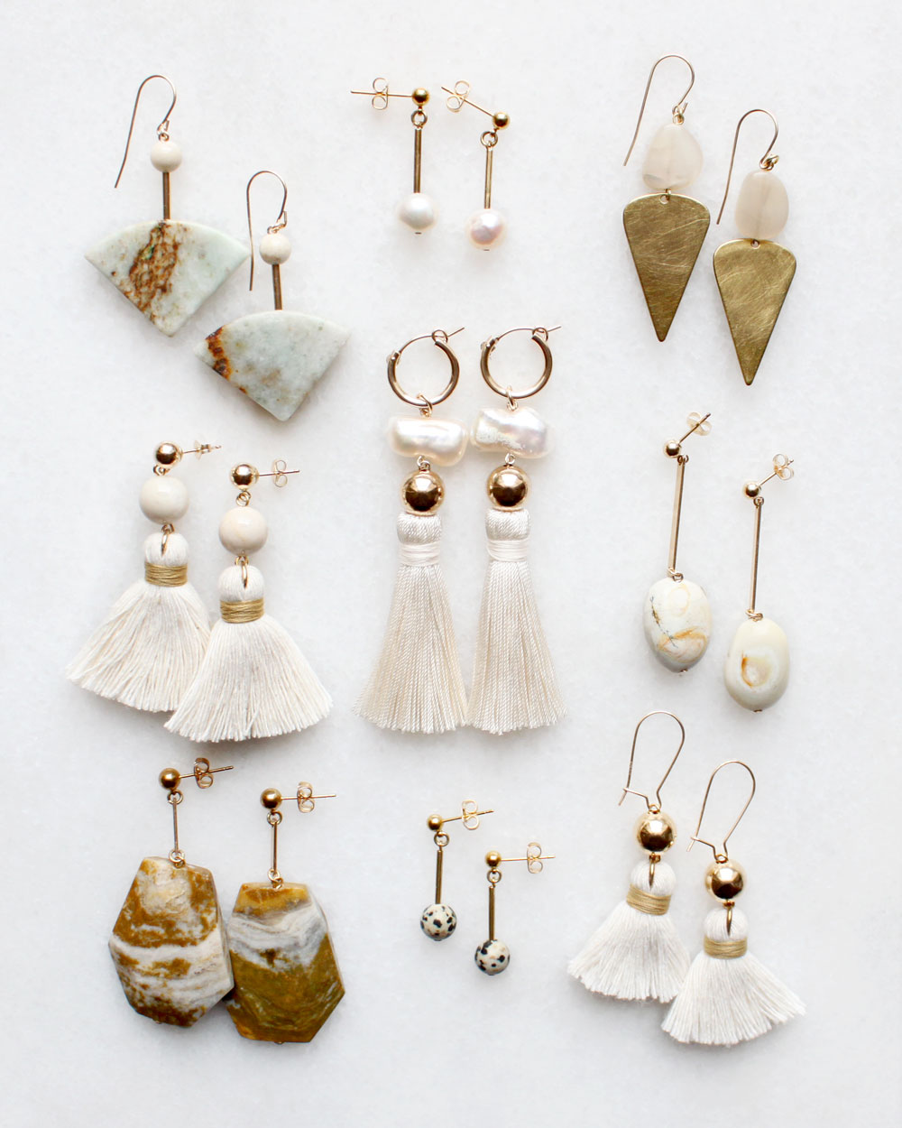 Marble Pearl and Ocean Jasper Earrings by The Vamoose