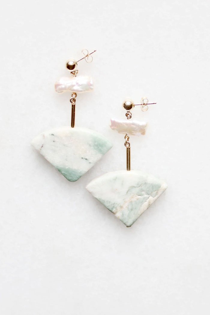 Marble and Pearl Earrings by The Vamoose