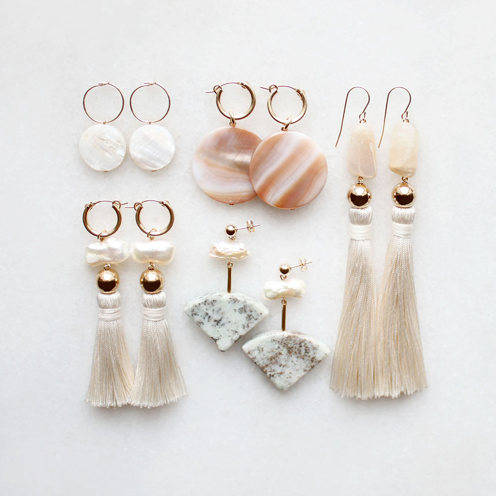 Marble and Shell Earrings by The Vamoose
