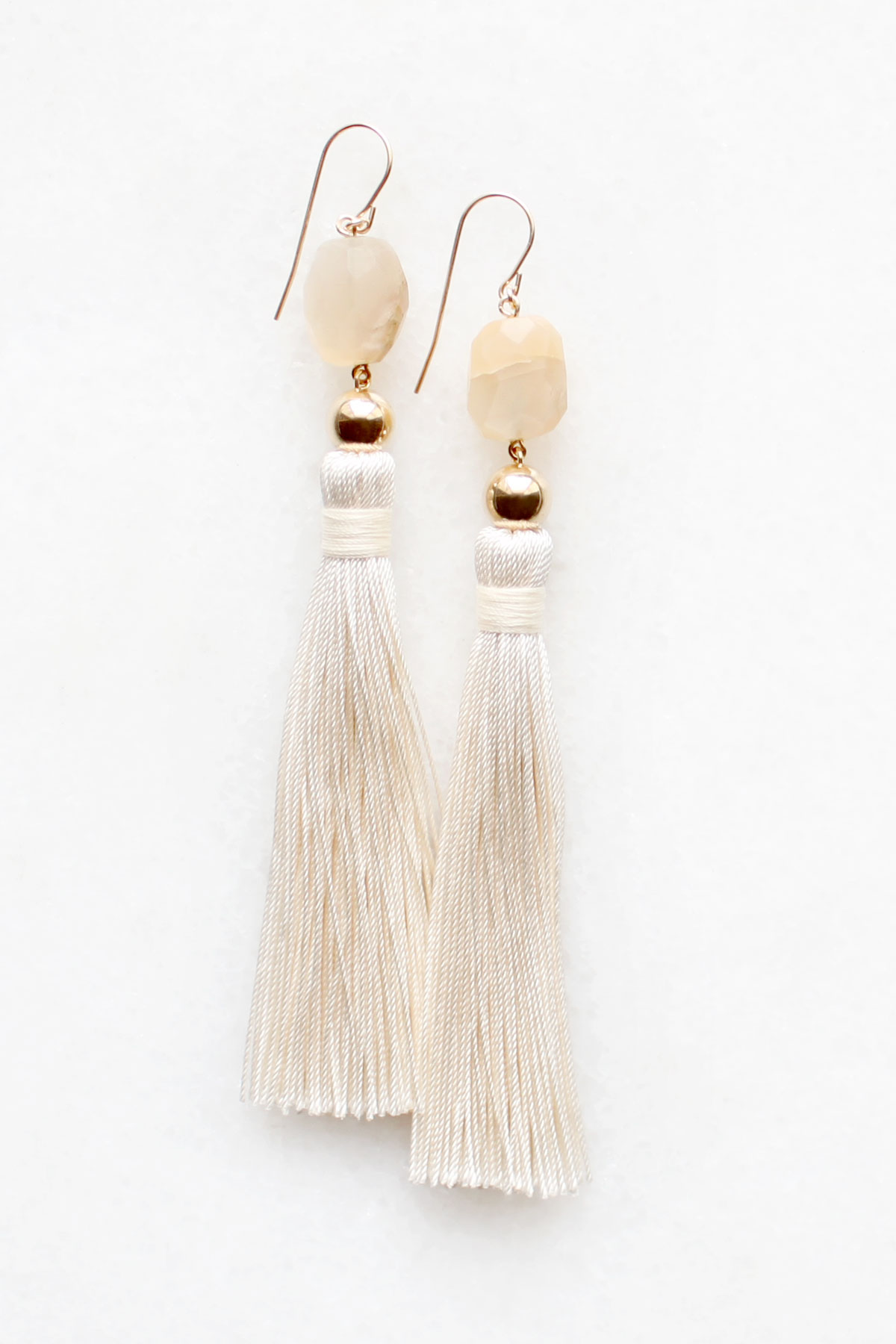 Moonstone Silk Tassel Earrings by The Vamoose