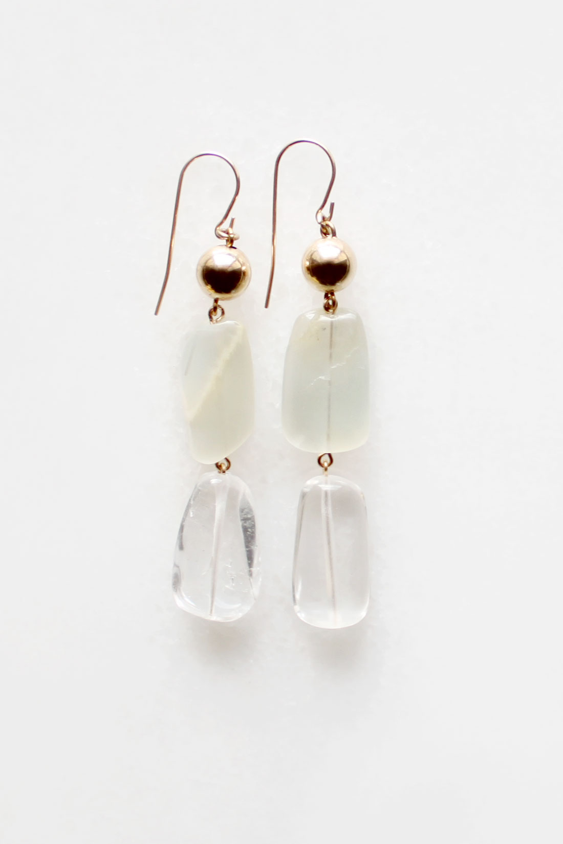 Moonstone and Quartz Tiered Earrings by The Vamoose