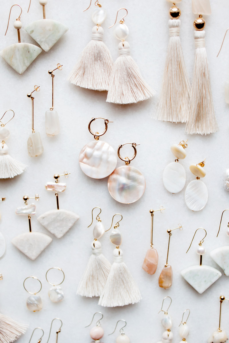 Pearl Marble and Shell Earrings by The Vamoose