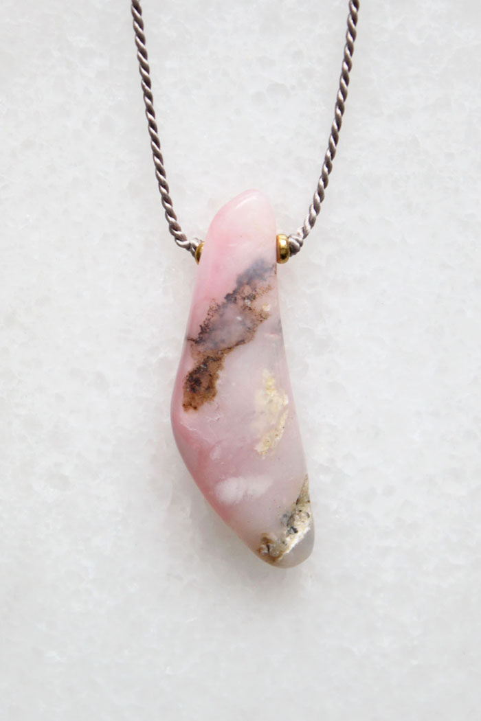 Pink Opal and Silk Necklace by The Vamoose