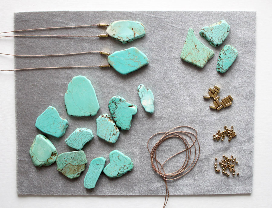 Silk and turquoise necklaces by The Vamoose